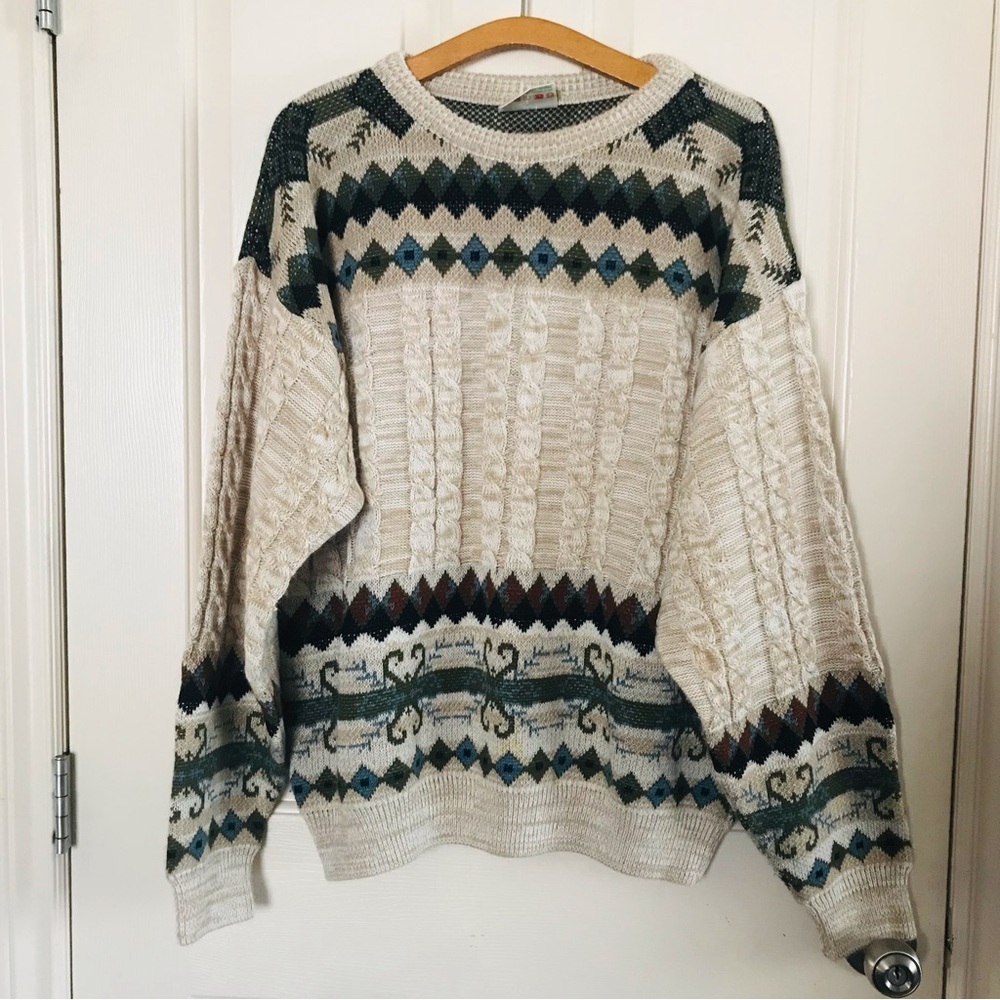 Cape Cod MensVintage Cable knit Crewneck Sweater Size Large